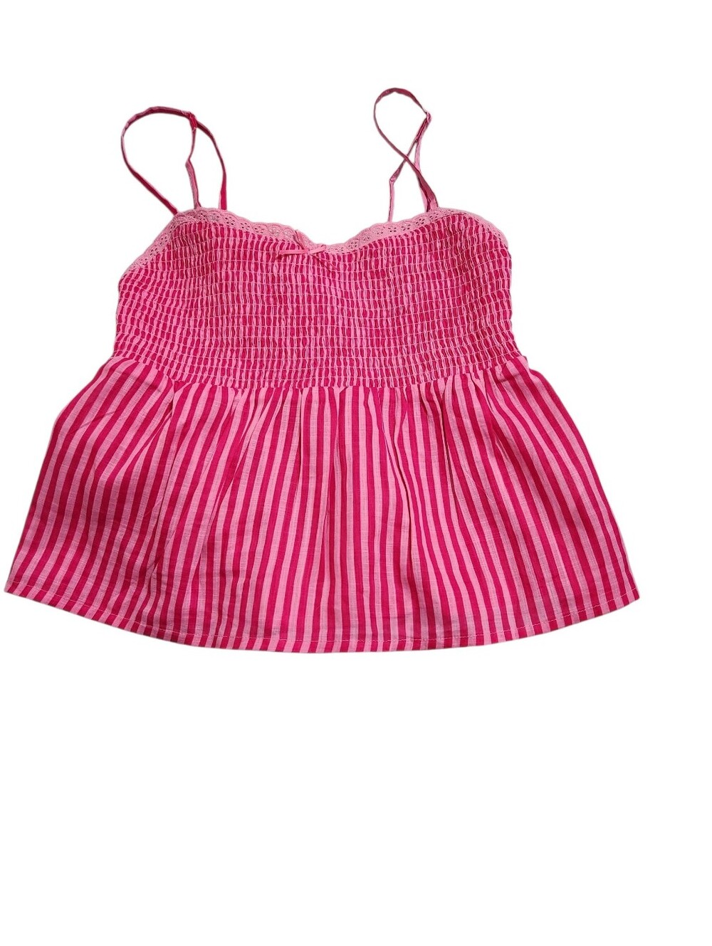 No Boundaries Pink Jubilee Striped Smocked XS Baby Doll Tank Top